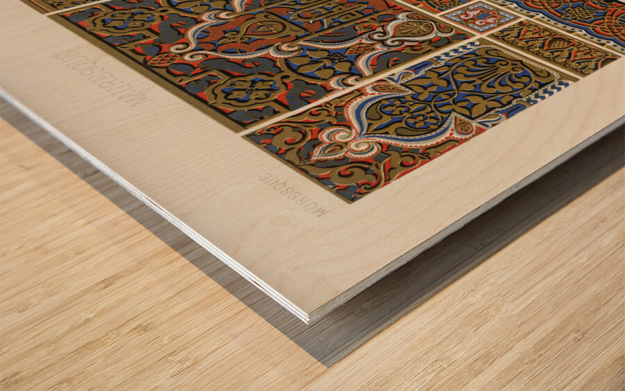 Moresque pattern. 1888 edition Lornement Polychrome by Albert Racine 1825–1893. Wood print