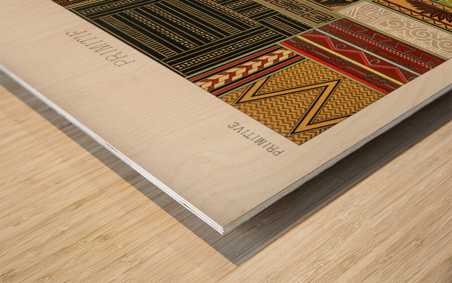 Primitive pattern. 1888 edition Lornement Polychrome by Albert Racine 1825–1893. Wood print