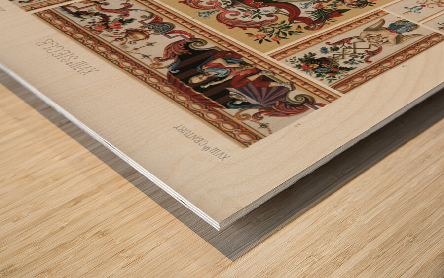 18th Century pattern. 1888 edition Lornement Polychrome by Albert Racine 1825–1893. Wood print