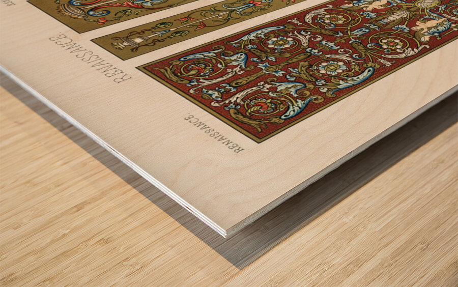 Renaissance pattern. 1888 edition Lornement Polychrome by Albert Racine 1825–1893. Wood print