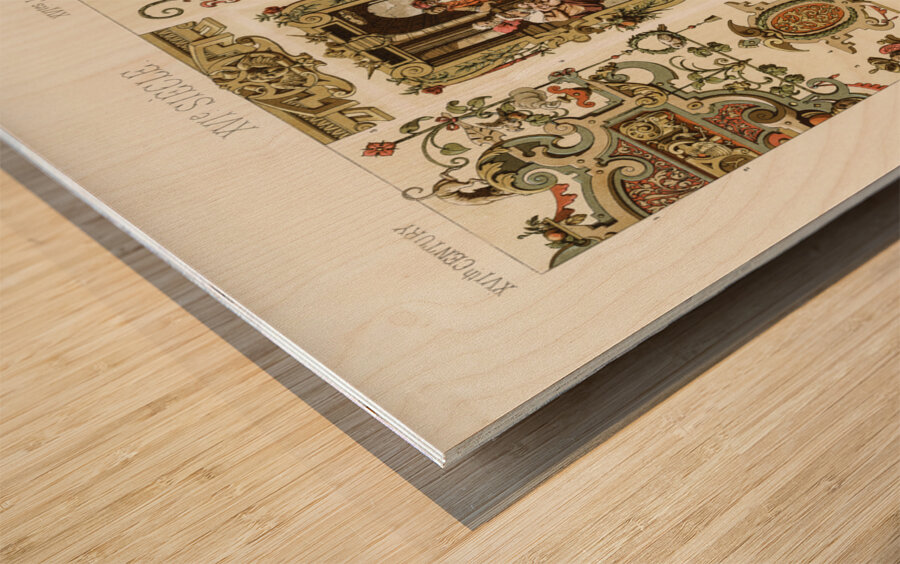 16th Century pattern. 1888 edition Lornement Polychrome by Albert Racine 1825–1893. Wood print