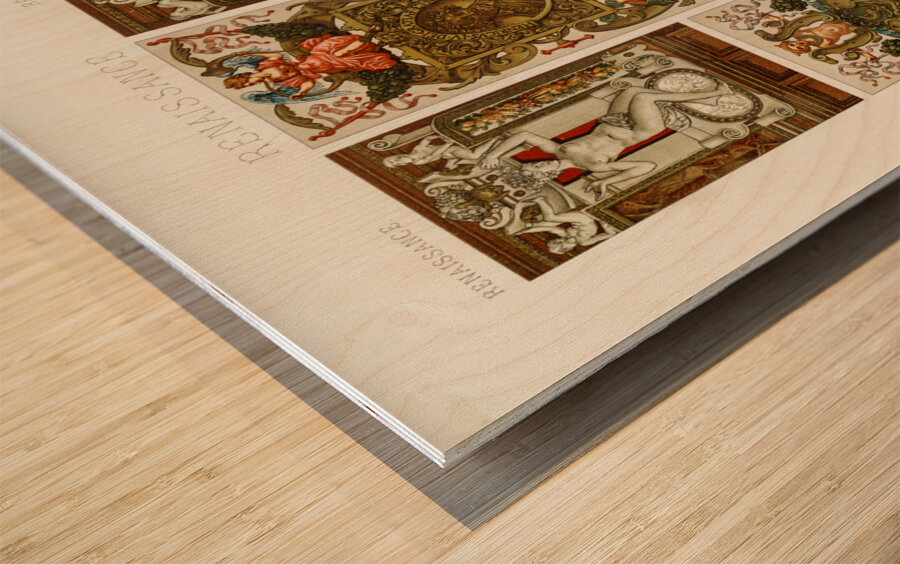 Renaissance pattern. 1888 edition Lornement Polychrome by Albert Racine 1825–1893. Wood print