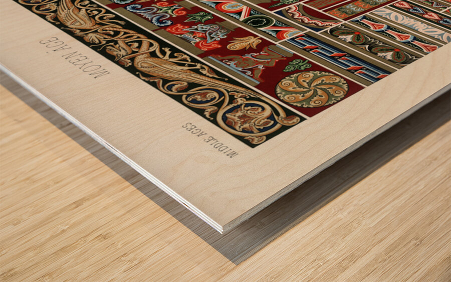 Middle-Ages pattern. 1888 edition Lornement Polychrome by Albert Racine 1825–1893. Wood print