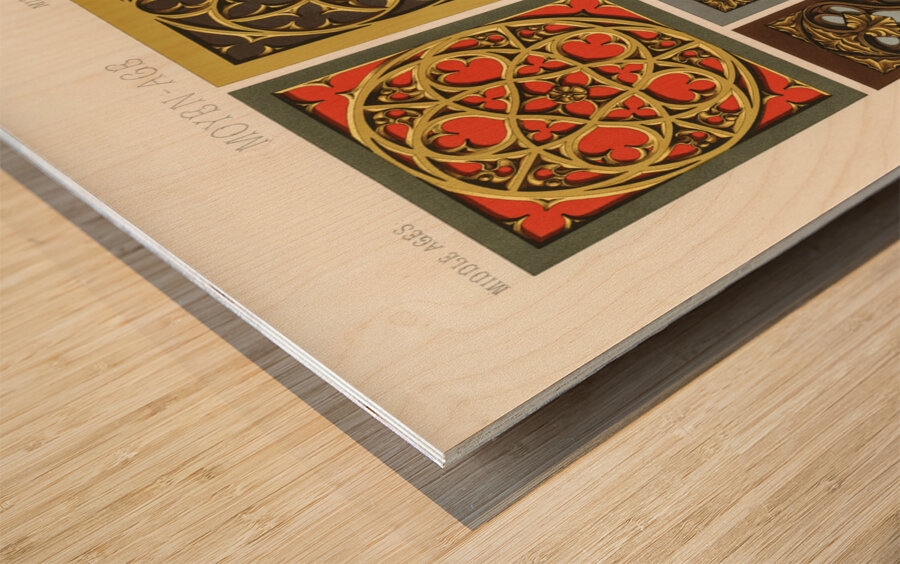 Middle-Ages pattern. 1888 edition Lornement Polychrome by Albert Racine 1825–1893. Wood print