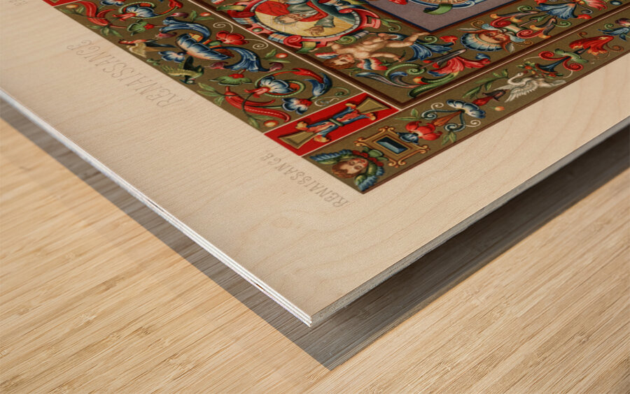 Renaissance pattern. 1888 edition Lornement Polychrome by Albert Racine 1825–1893. Wood print