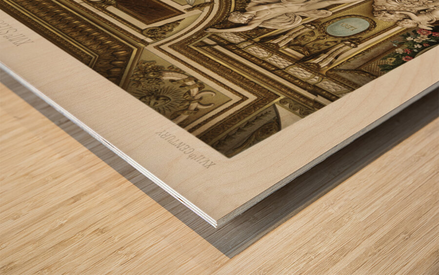 17th Century pattern. 1888 edition Lornement Polychrome by Albert Racine 1825–1893. Wood print