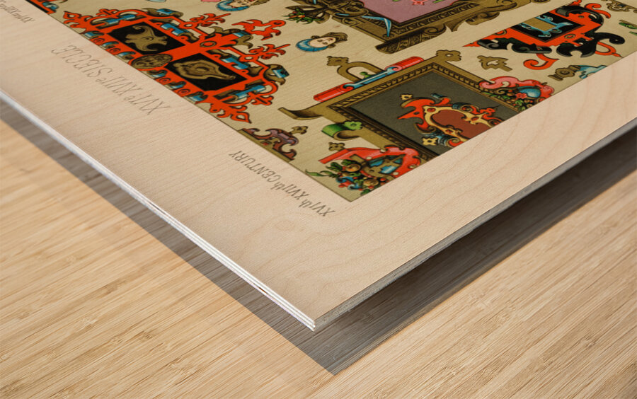 16th and 17th Century pattern. 1888 edition Lornement Polychrome by Albert Racine 1825–1893. Wood print