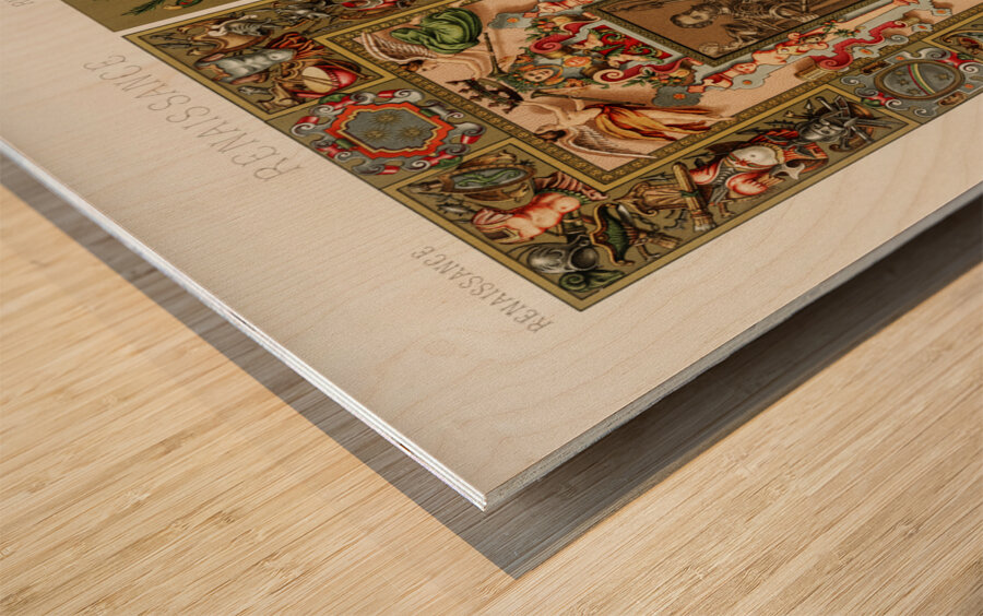 Renaissance pattern. 1888 edition Lornement Polychrome by Albert Racine 1825–1893. Wood print