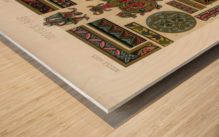 Middle-Ages pattern. 1888 edition Lornement Polychrome by Albert Racine 1825–1893. Wood print