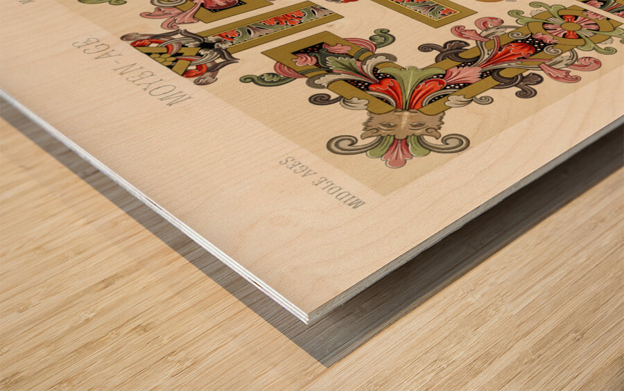 Middle-Ages pattern. 1888 edition Lornement Polychrome by Albert Racine 1825–1893. Wood print