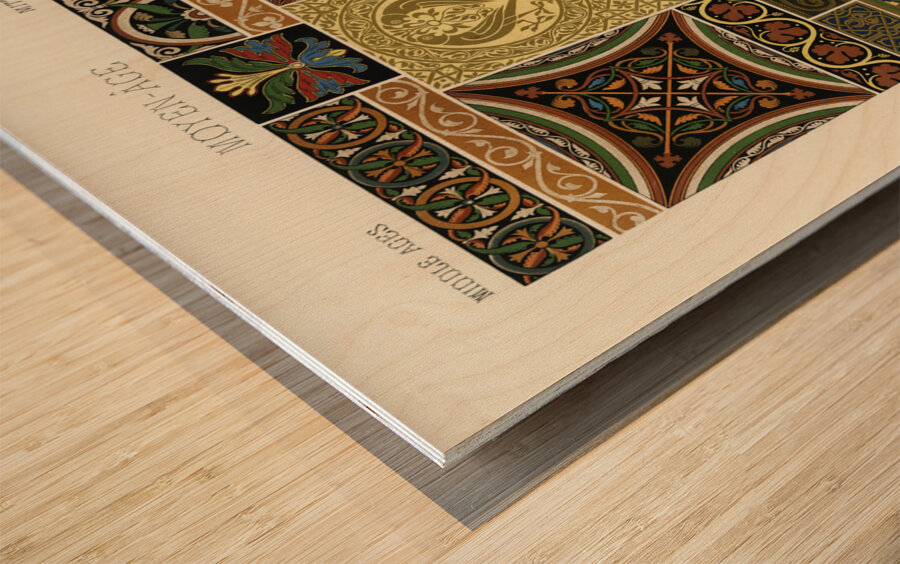Middle-Ages pattern. 1888 edition Lornement Polychrome by Albert Racine 1825–1893. Wood print