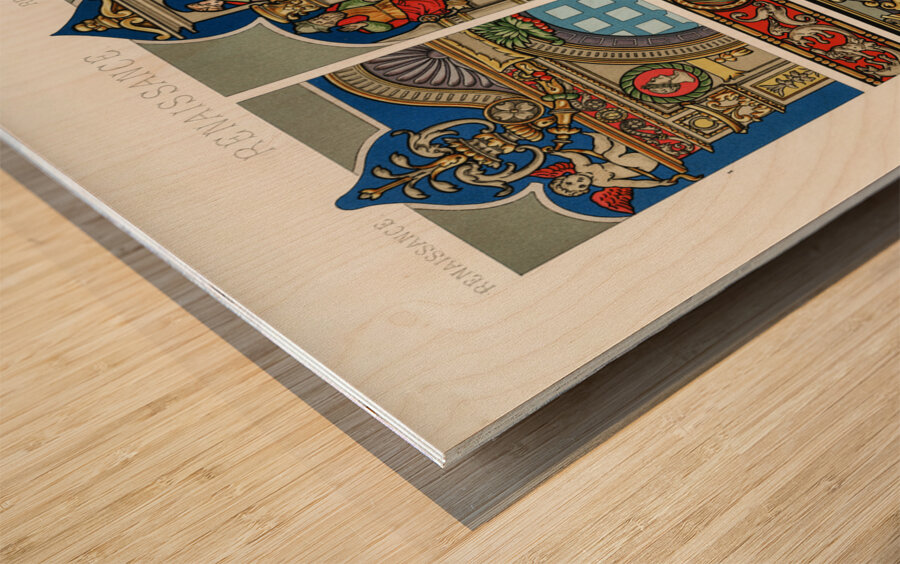Renaissance pattern. 1888 edition Lornement Polychrome by Albert Racine 1825–1893. Wood print