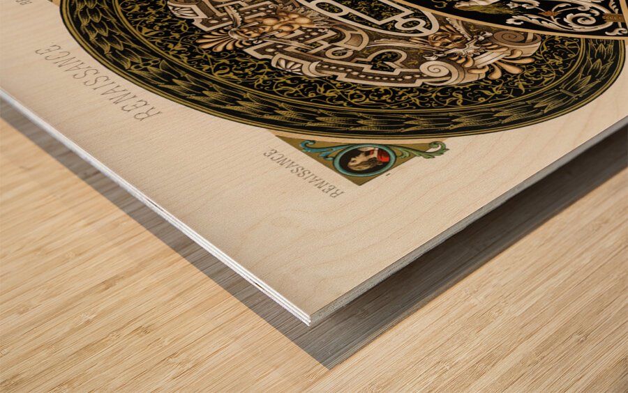Renaissance pattern. 1888 edition Lornement Polychrome by Albert Racine 1825–1893. Wood print
