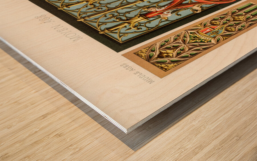 Medieval pattern. 1888 edition Lornement Polychrome by Albert Racine 1825–1893. Wood print