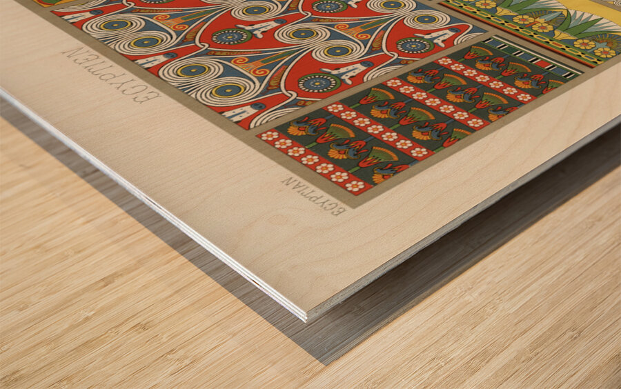 Egyptian pattern. 1888 edition Lornement Polychrome by Albert Racine 1825–1893. Wood print