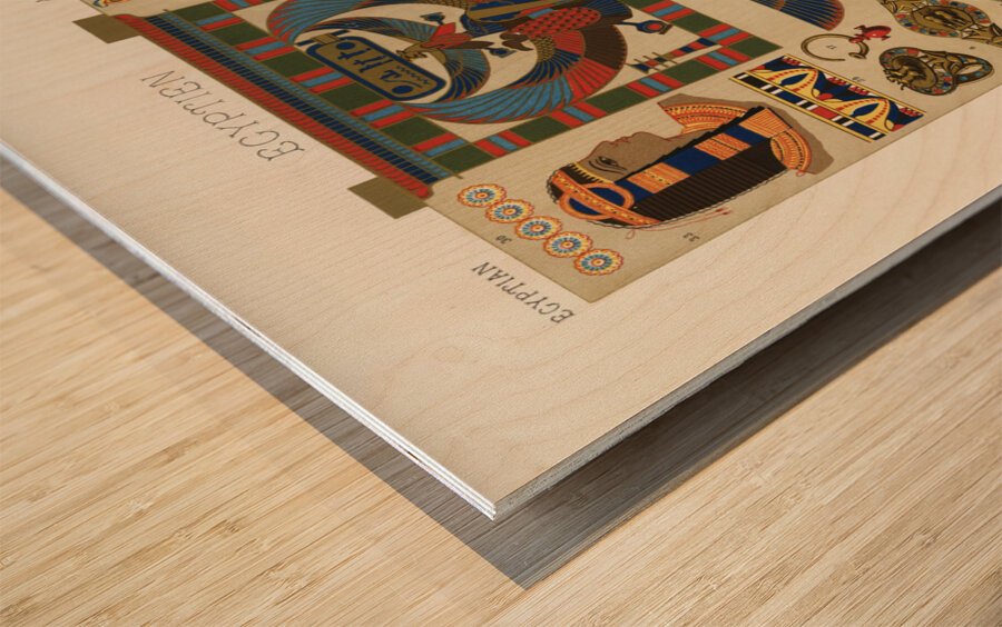 Egyptian pattern. 1888 edition Lornement Polychrome by Albert Racine 1825–1893. Wood print