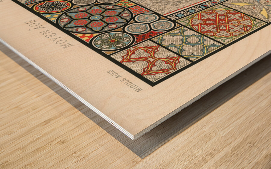 Medieval pattern. 1888 edition Lornement Polychrome by Albert Racine 1825–1893. Wood print