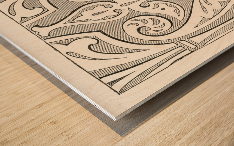 Arabic feather design. 1888 edition Lornement Polychrome by Albert Racine 1825–1893. Wood print