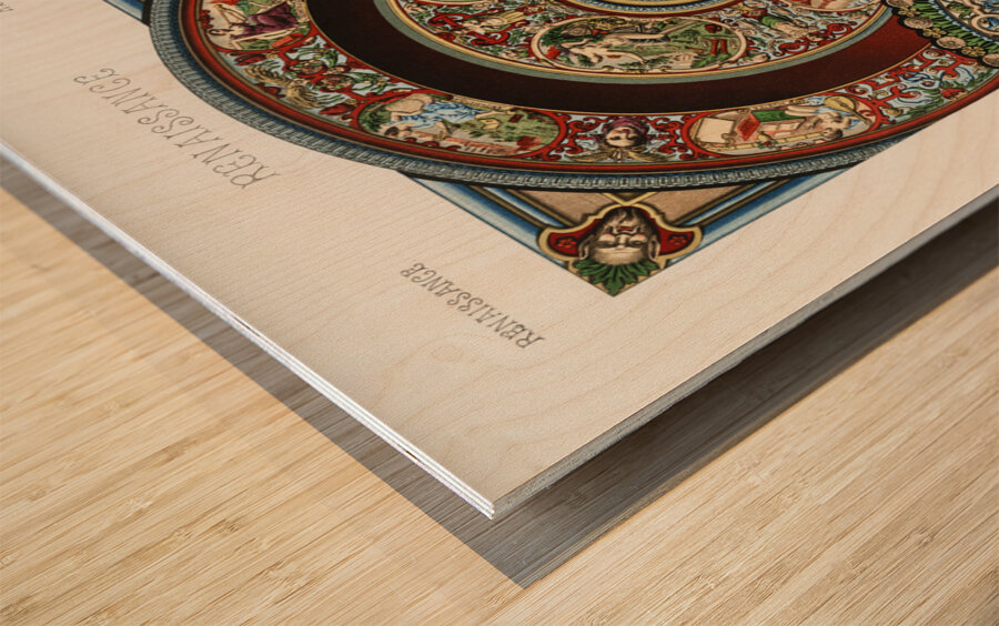 Renaissance pattern. 1888 edition Lornement Polychrome by Albert Racine 1825–1893. Wood print
