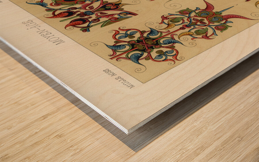 Middle-Ages pattern. 1888 edition Lornement Polychrome by Albert Racine 1825–1893. Wood print