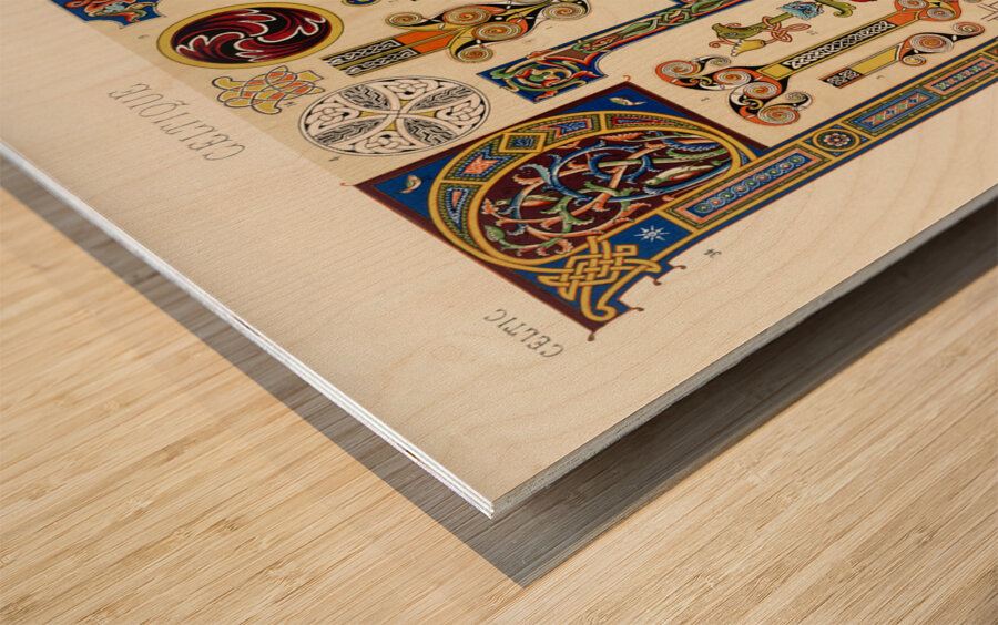 Celtic pattern. 1888 edition Lornement Polychrome by Albert Racine 1825–1893. Wood print
