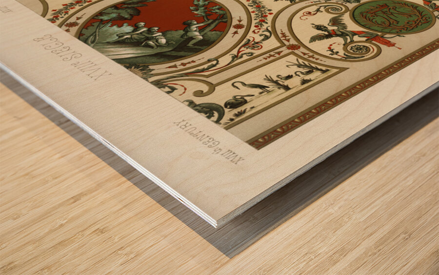 18th Century pattern. 1888 edition Lornement Polychrome by Albert Racine 1825–1893. Wood print
