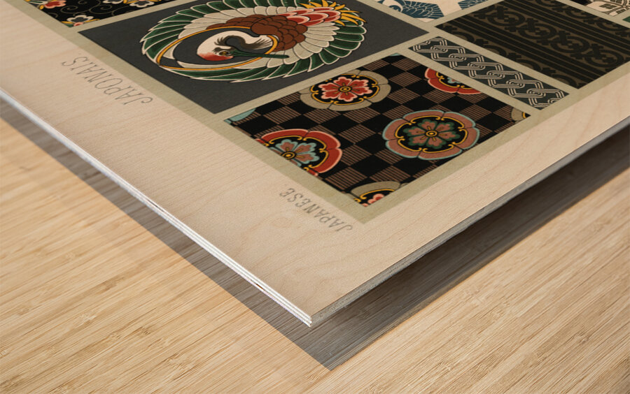Japanese pattern. 1888 edition Lornement Polychrome by Albert Racine 1825–1893. Impression sur bois