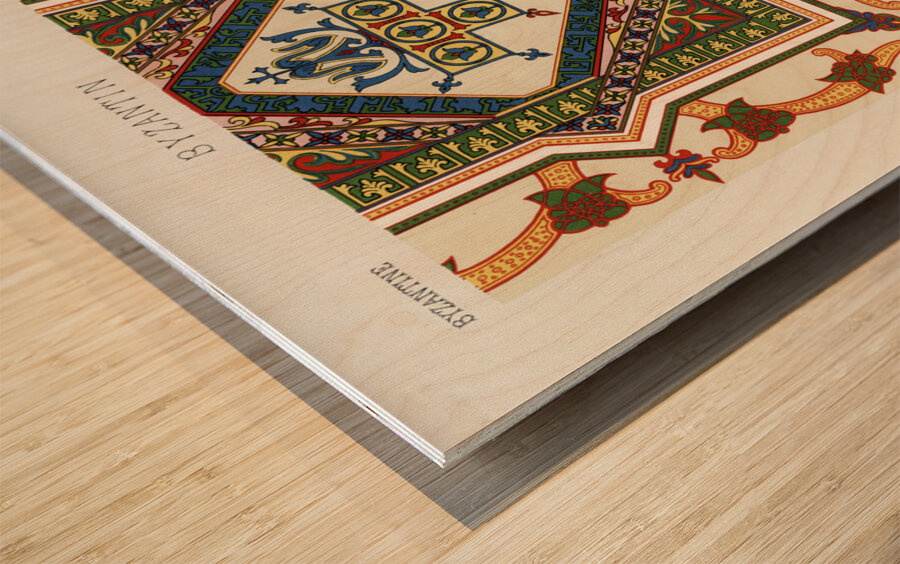 Byzantine pattern. 1888 edition Lornement Polychrome by Albert Racine 1825–1893. Wood print