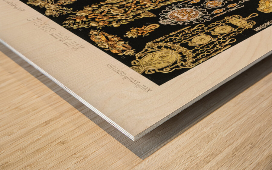 17th and 18th Century pattern Lornement Polychrome 1888 by Albert Racinet 1825–1893. 1888 edition.  Wood print