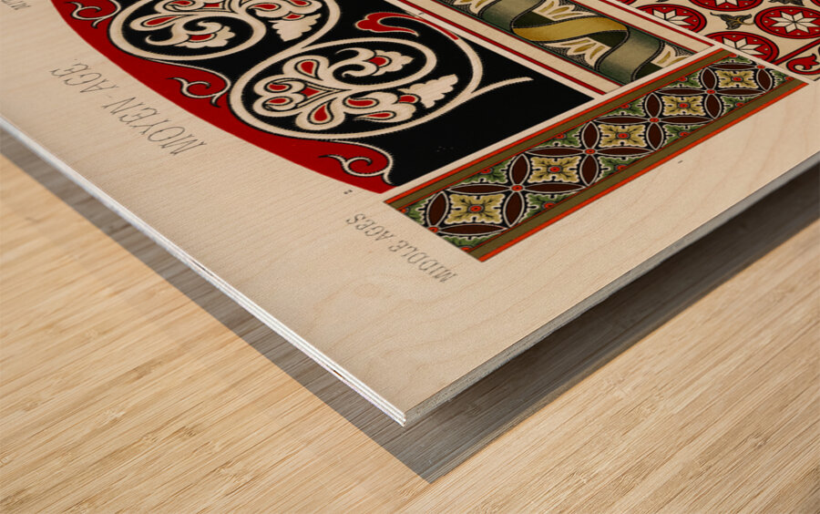 Middle-Ages pattern. 1888 edition Lornement Polychrome by Albert Racine 1825–1893. Wood print
