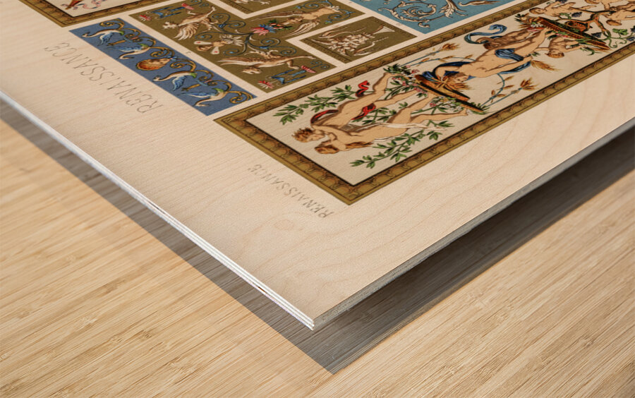 Renaissance pattern. 1888 edition Lornement Polychrome by Albert Racine 1825–1893. Wood print