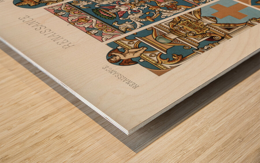 Renaissance pattern. 1888 edition Lornement Polychrome by Albert Racine 1825–1893. Wood print