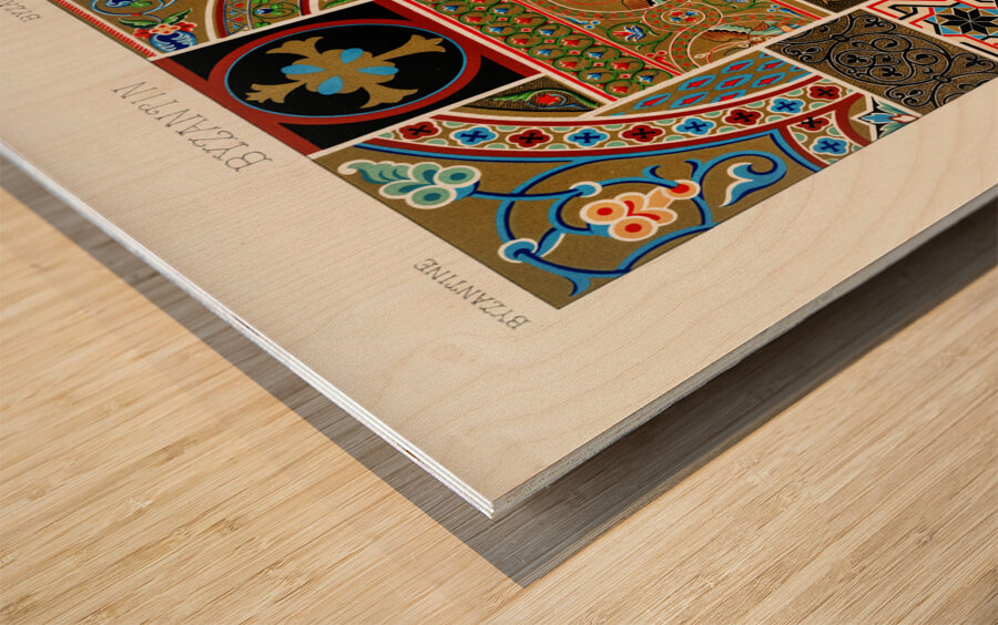 Byzantine pattern. 1888 edition Lornement Polychrome by Albert Racine 1825–1893. Wood print