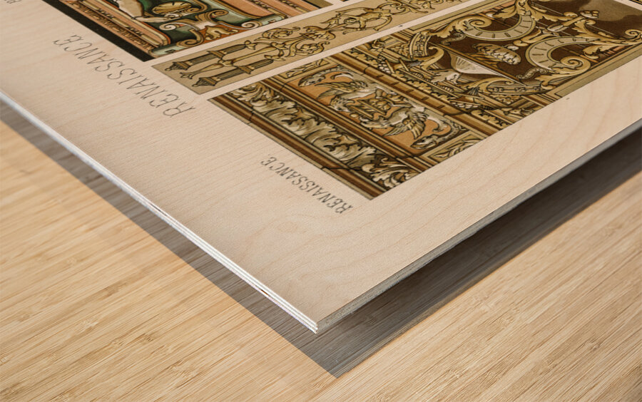 Renaissance pattern. 1888 edition Lornement Polychrome by Albert Racine 1825–1893. Wood print
