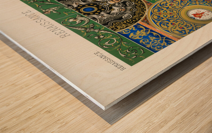 Renaissance pattern. 1888 edition Lornement Polychrome by Albert Racine 1825–1893. Wood print