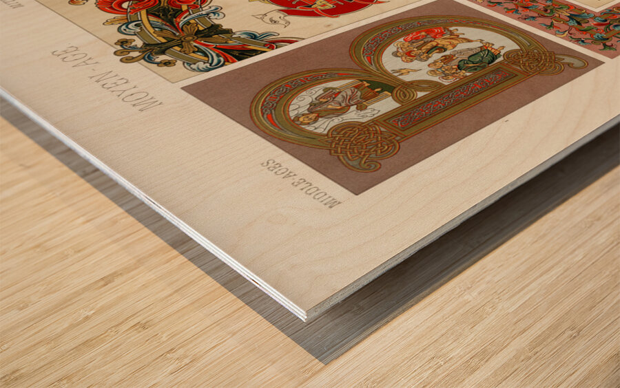 Middle-Ages pattern. 1888 edition Lornement Polychrome by Albert Racine 1825–1893. Wood print