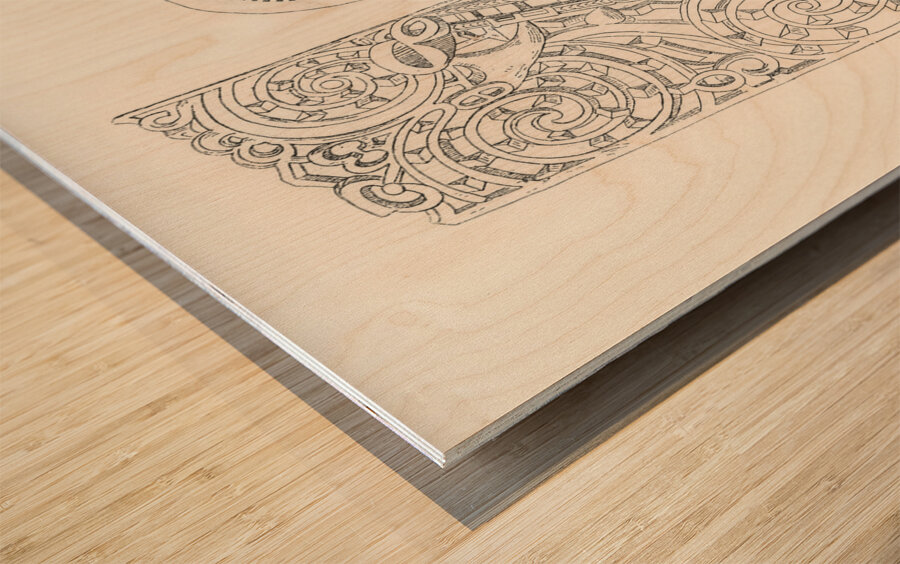 Canoe decorative element. 1888 edition Lornement Polychrome by Albert Racine 1825–1893. Wood print