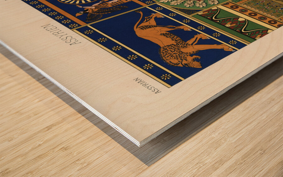 Assyrian pattern. 1888 edition Lornement Polychrome by Albert Racine 1825–1893. Wood print