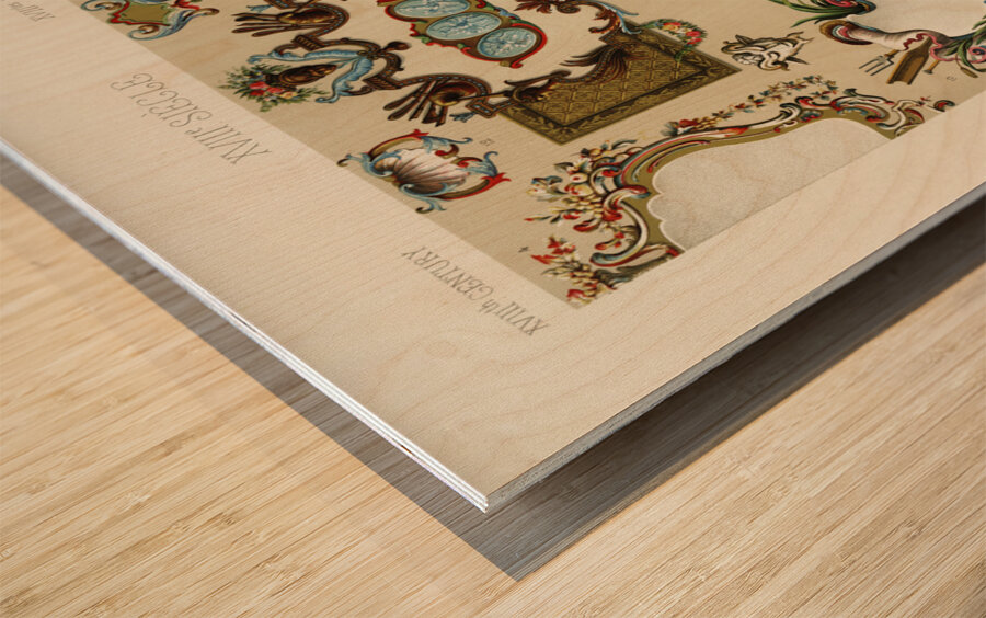 18th Century pattern. 1888 edition Lornement Polychrome by Albert Racine 1825–1893. Wood print