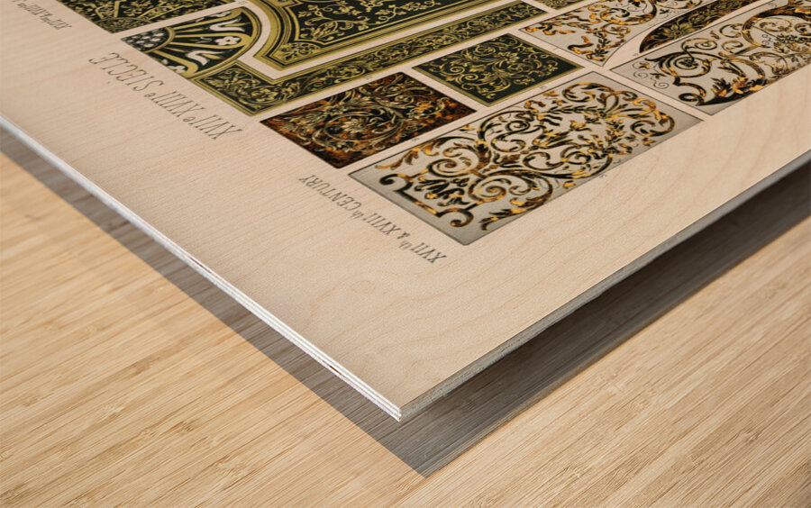 17th and 18th Century pattern. 1888 edition Lornement Polychrome by Albert Racine 1825–1893. Wood print