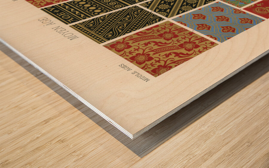 Middle-Ages pattern.  1888 edition Lornement Polychrome by Albert Racine 1825–1893. Wood print