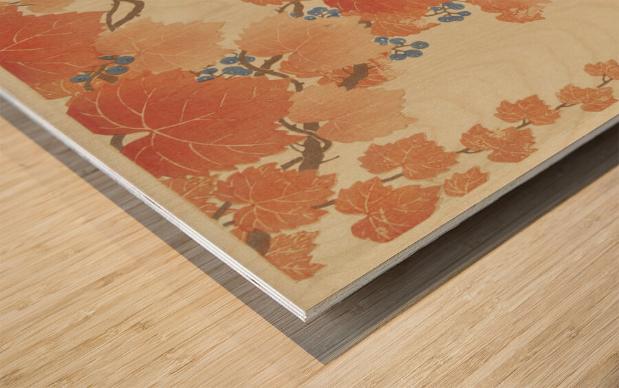 Great tit on paulownia branch 1925 - 1936 by Ohara Koson 1877-1945. Wood print