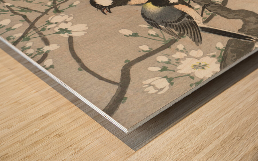 Tits on Cherry Branch 1900-1910 by Ohara Koson 1877-1945 Wood print