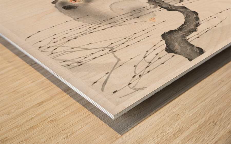 Monkey on a tree branch 1900-1930 by Ohara Koson 1877-1945. Wood print