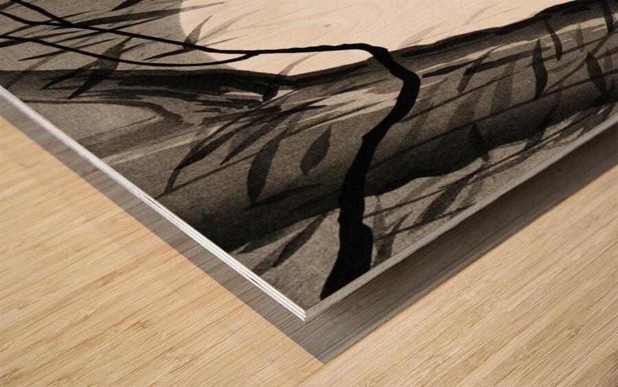 Bats under the full moon 1900-1936 by Ohara Koson 1877-1945. Wood print