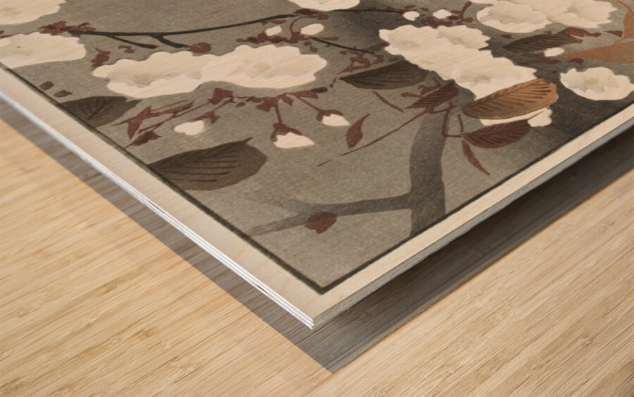 Crow and cherry blossom 1930 - 1975 by Ohara Koson 1877-1945. Wood print