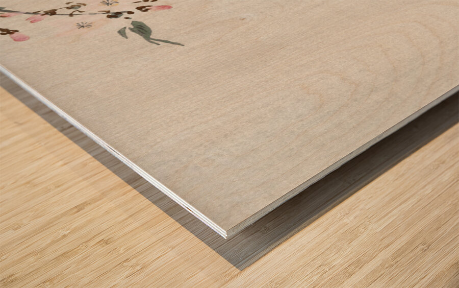 Two sable red tails with cherry blossom 1900 - 1936 by Ohara Koson 1877-1945. Wood print