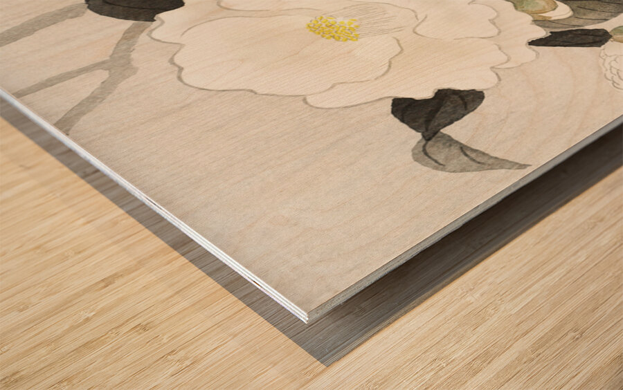 Lapwing on tree stump 1900 - 1930 by Ohara Koson 1877-1945. Wood print