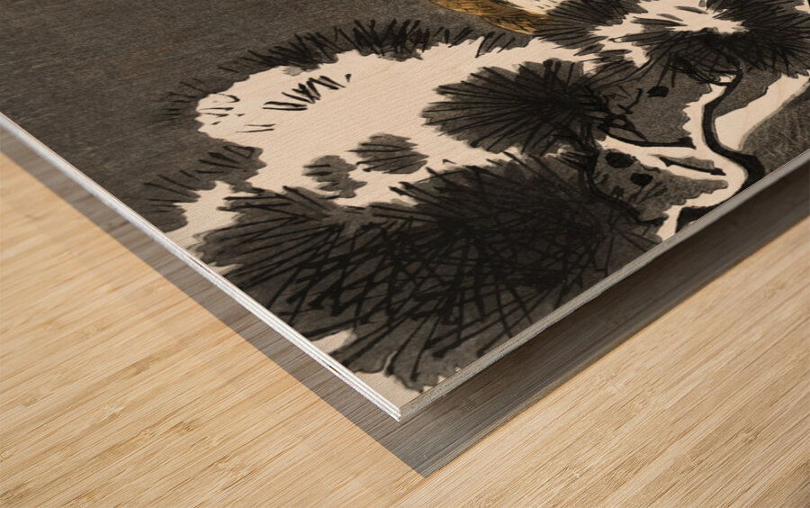 Hawk with sparrow 1900 - 1930 by Ohara Koson 1877-1945. Wood print