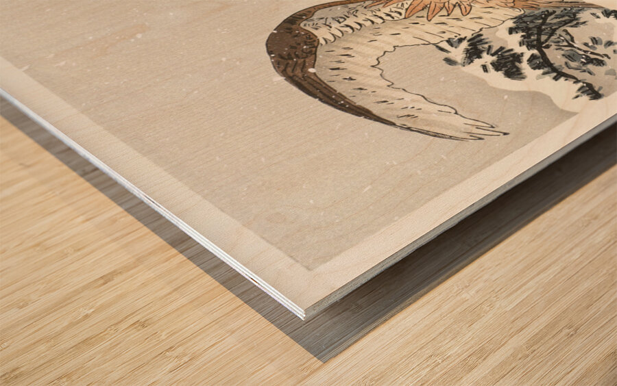 Eagle on a tree branch 1887 - 1930 by Ohara Koson 1877-1945. Wood print